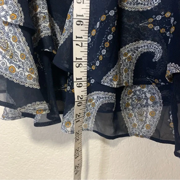 NWOT L LOFT Outlet Paisley Print Ruffled Flowy Lined Navy Mimi Skirt - Picture 7 of 10